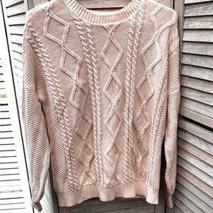 Hollister Blush Cable-Knit Crewneck Sweater